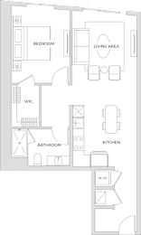 1 Bed 801 sqft