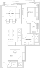 1 Bed 829 sqft
