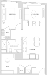 1 Bed 901 sqft