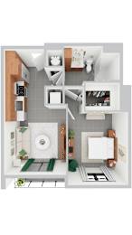A1 — 1 Bed / 1 Bath — 581–588 sq ft