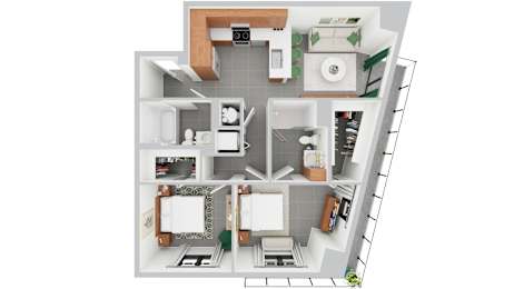 B1 — 2 Bed / 2 Bath — 835–840 sq ft