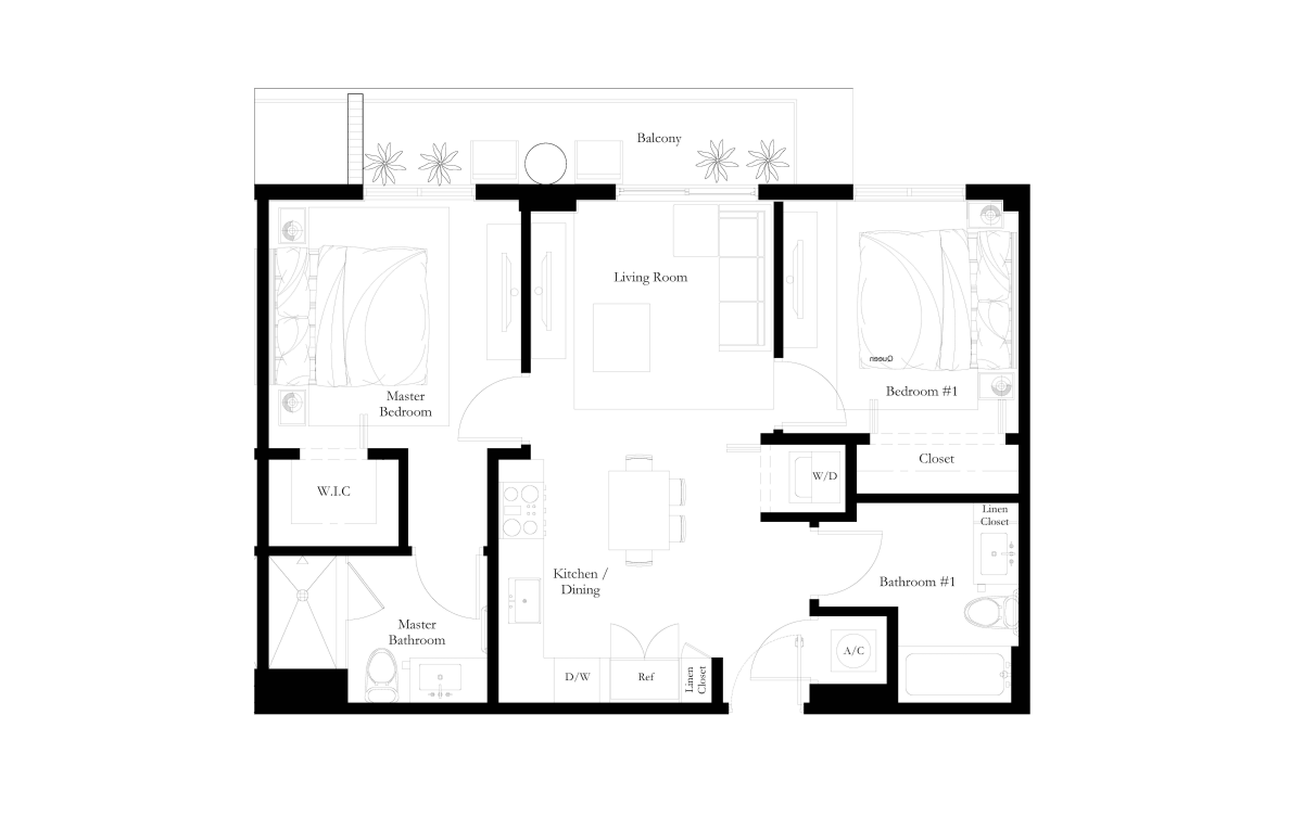 2 Beds / 2 Baths B1 · 785 sq ft