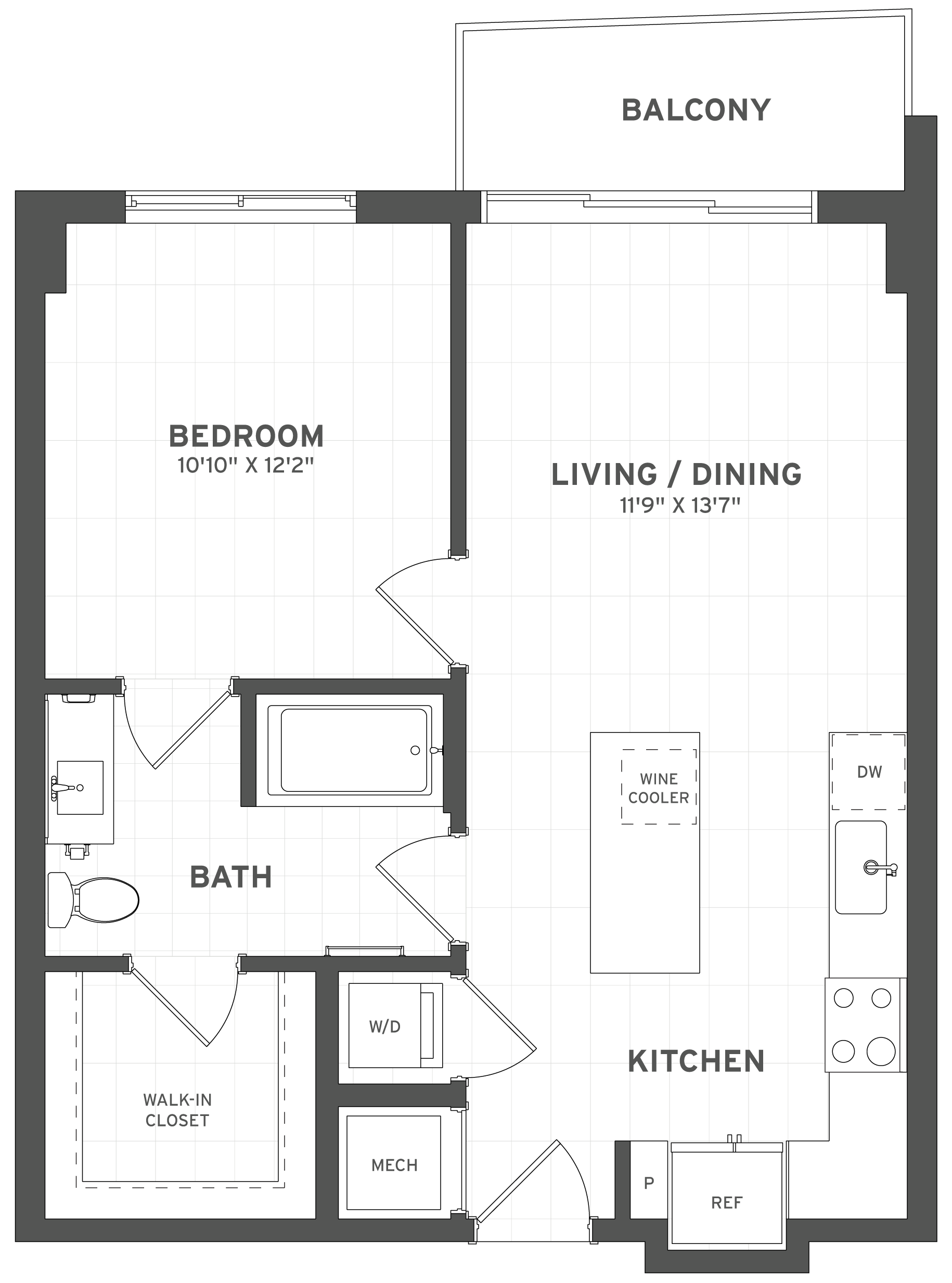 1 Bed / 1 Bath – A1