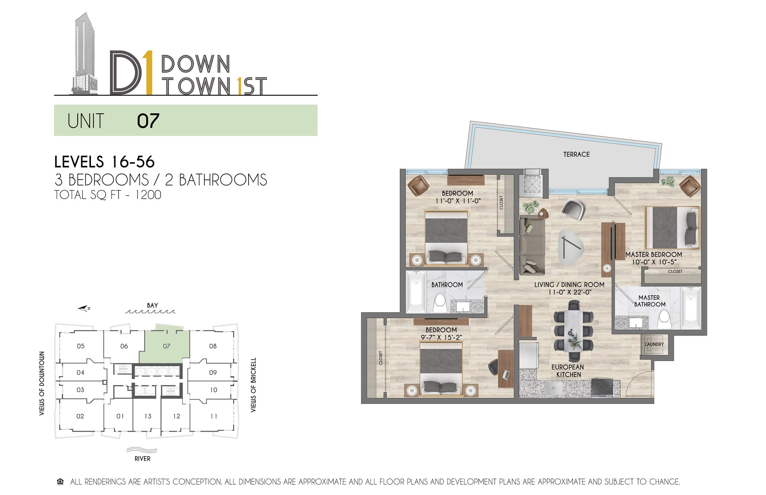 3 Bed / 2 Bath – 1,200 SF