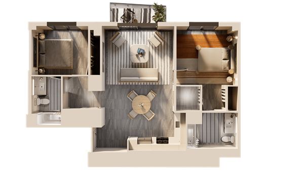 2 Bed – East Balcony City