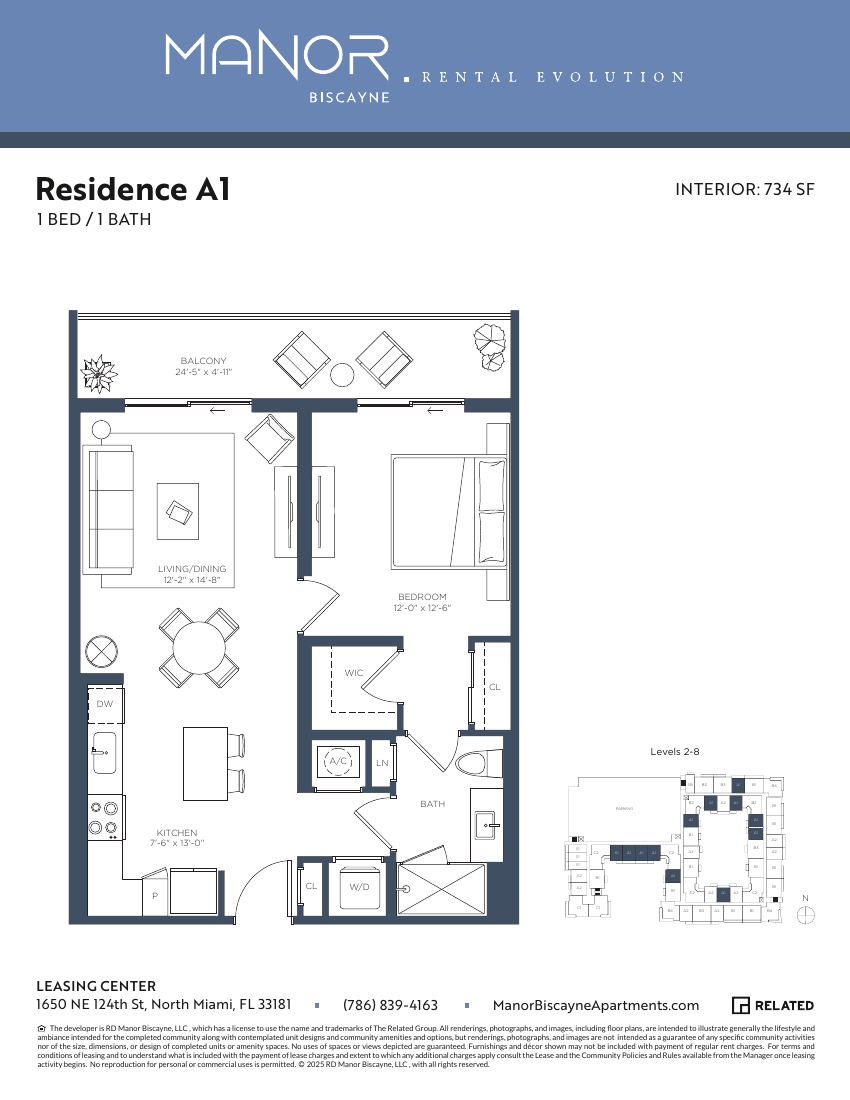 1 Bed / 1 Bath – A1